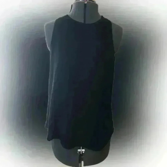 LOFT Black racer back sleeveless black cotton top Women Small - Picture 1 of 10